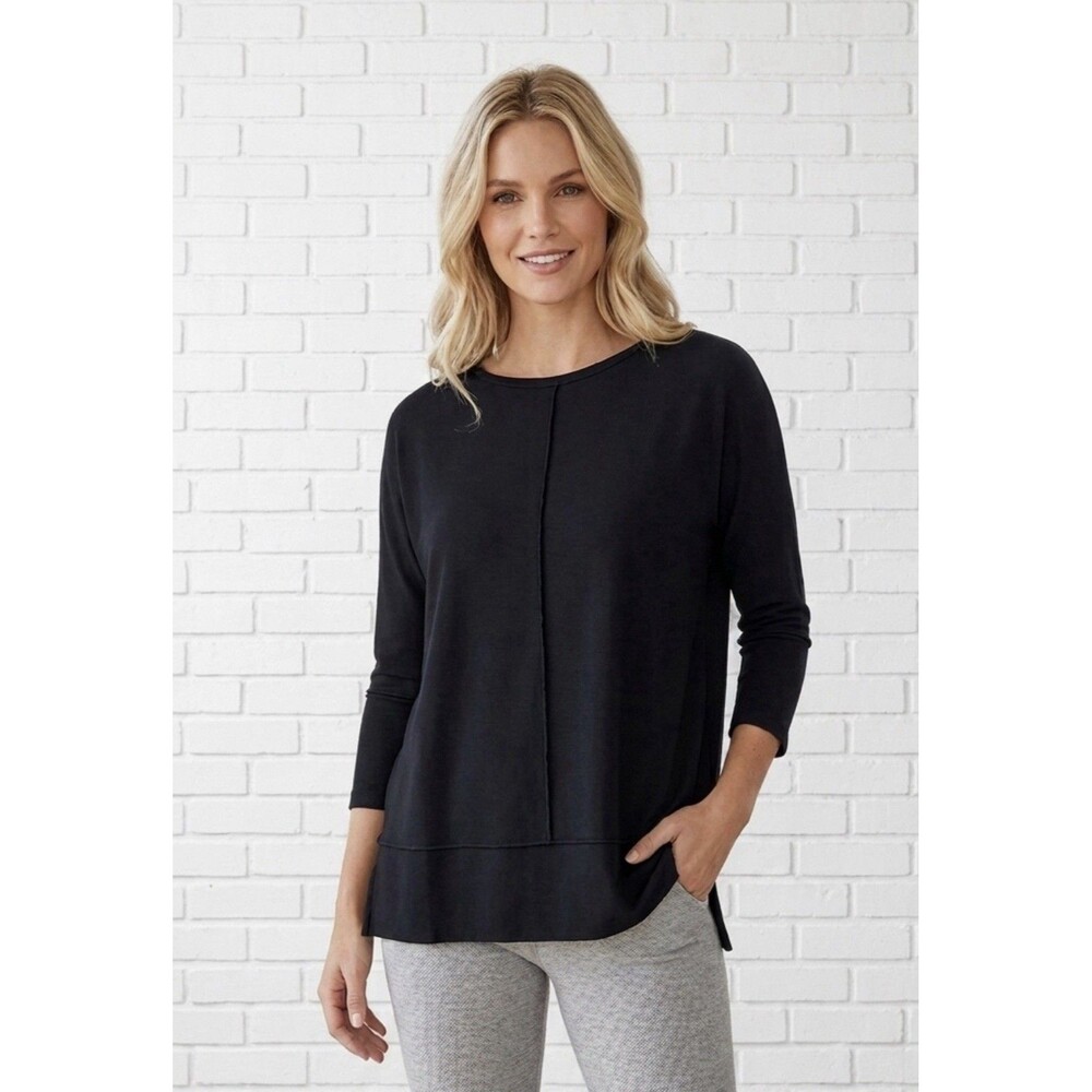 SPANX Perfect Length Dolman Sleeve Sweatshirt Women's Large Black Athleisure